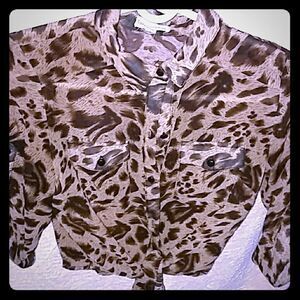 Ending soon Cheetah half sleeve collar button up